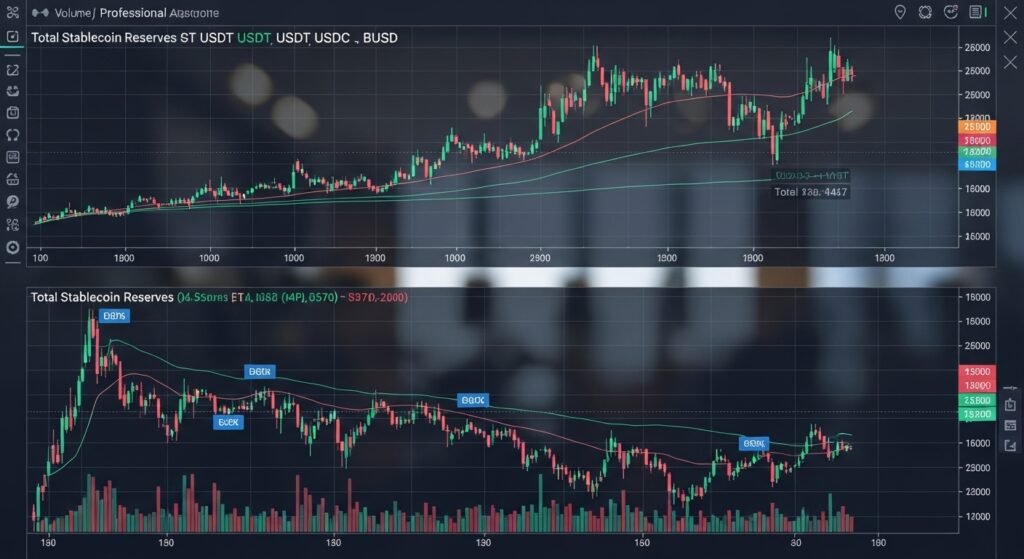 테더의 비트코인 보유 비중과 비트코인 가격 지수의 상관관계를 나타내는 선 그래프